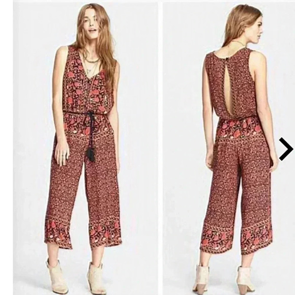 Free People Floral Print Culotte Style Tank Romper - Picture 1 of 9